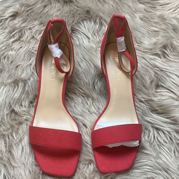 DREAM PAIRS Red Square Open Toe Low Block Chunky Heel Ankle Strap Pump Shoe - Picture 6 of 16